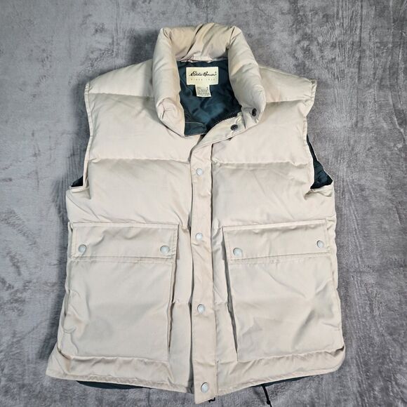 Eddie Bauer Other - Vintage Eddie Bauer Men's Medium Vest Goose Down Puffer Quilted Size Beige Green